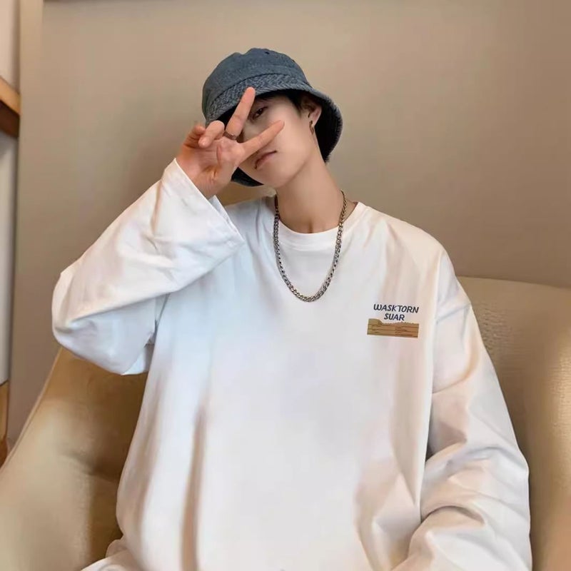 American Style Retro Long-Sleeved T-Shirt Boys Autumn Top Wear Loose Inner Base Shirt New Style Sweater Fashion Brand - Image 5