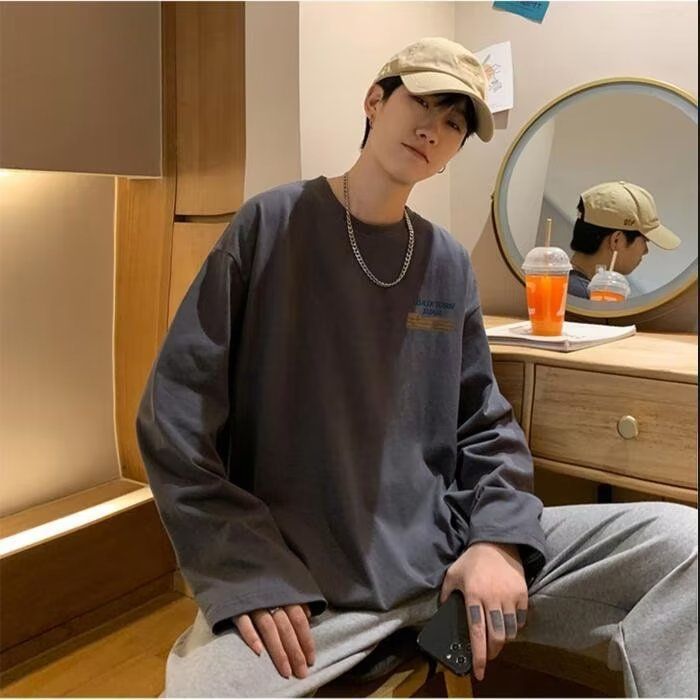 American Style Retro Long-Sleeved T-Shirt Boys Autumn Top Wear Loose Inner Base Shirt New Style Sweater Fashion Brand - Image 4