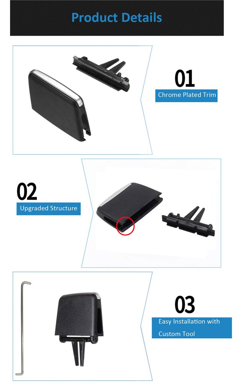 1PCS Air Vent Clip Tab Compatible with BMW 3 Series E90 E91 E92 E93, Upgraded Air Grille Tabs AC Vent Outlet Clip (Compatible with BMW 320i,325i,328i,330i,335i 2005-2011)(Front Row)