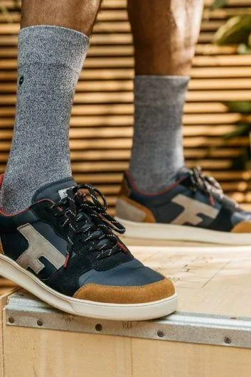 Faguo Hazel - Navy and Grey Sneakers in Nylon Suede and Recycled Polyester
