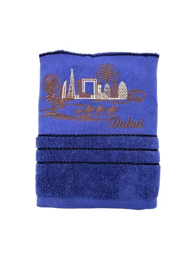 kovar Kovar Quick Drying Soft Hand And Face Towel With Dubai Souvenir Prints- Dark Blue - Image 1