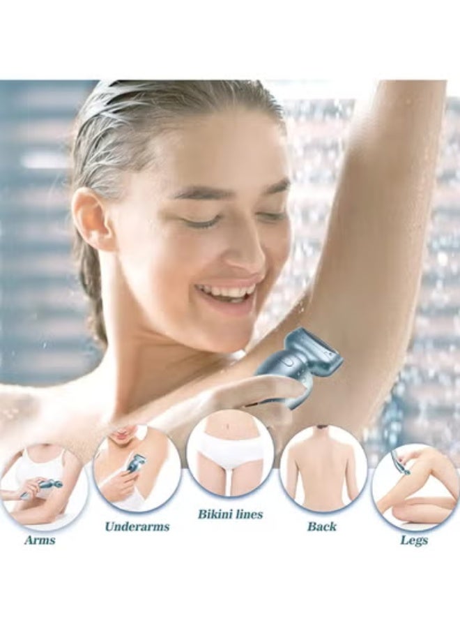 Loquat Electric Shaver for Women, Womens Electric Razor Lady IPX7 Waterproof Legs Arm Underarm Painless Epilator Body Hair Remover Rechargeable Wet Dry Use Bikini Trimmer W/ Charging Stand  LCD Display - Image 4