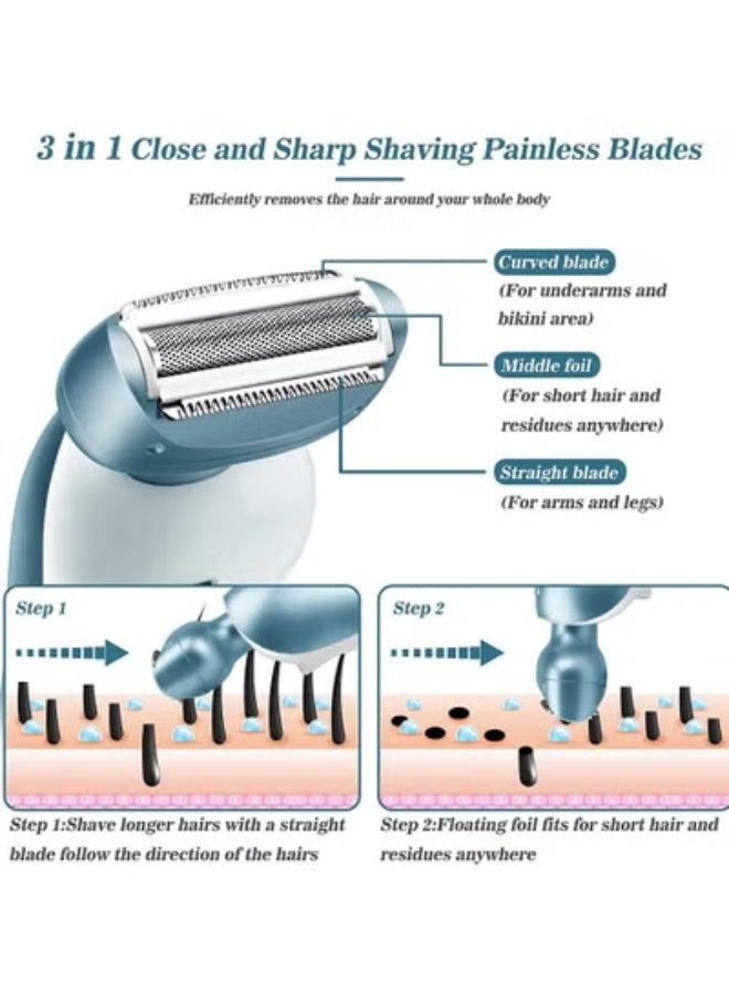 Loquat Electric Shaver for Women, Womens Electric Razor Lady IPX7 Waterproof Legs Arm Underarm Painless Epilator Body Hair Remover Rechargeable Wet Dry Use Bikini Trimmer W/ Charging Stand  LCD Display - Image 2