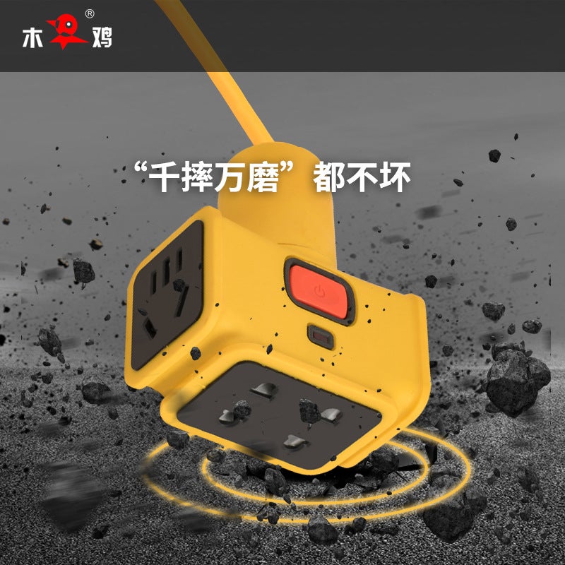 High-Power Extension Line Engineering Ground Towing Socket Anti-Fall Towing Board Site Wear-Resistant Wiring Board Plug-In And Plug-In - Image 4