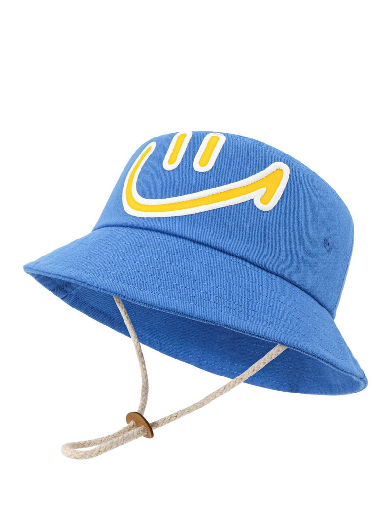 KASTWAVE Kids Bucket Hat - Unisex Toddler Sun Hat with Adjustable Chin Strap and Fun Smiling Face Design,Breathable Summer Sunhat for Outdoor Play and Summer Adventures - Image 1