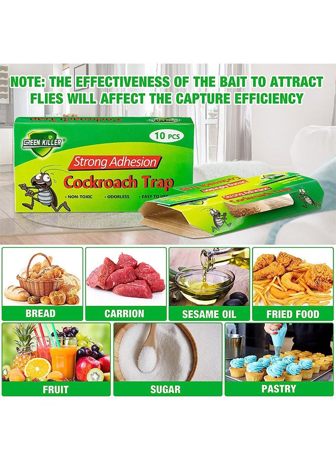10 Pack Roach Catcher Sticky Cockroach Bait Traps Glue Cockroach Killer Bug Insect Pest Control for Indoor Home Office School Child and Pet Friendly