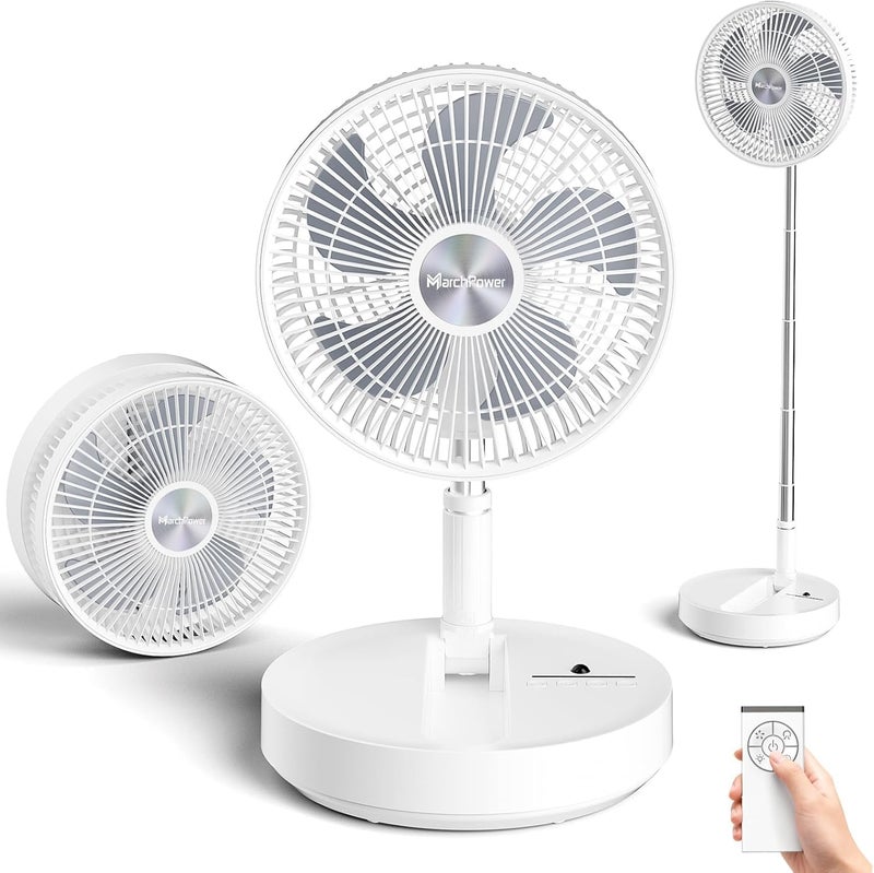 Marchpower Portable Standing Fan with Remote Control 10'' Foldable Fan Standing Timer 7200mAh Adjustable Height Floor Fan Quiet with Bag 5 Speeds Desk Fan for Bedroom Home Office Camping - Image 1