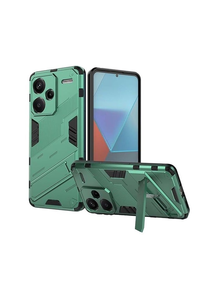 عام حافظة لهاتف Xiaomi Redmi Note 13 Pro Plus 5G (Pro+), تصميم يجمع بين السيليكون الناعم والبي سي الصلب لحماية الهاتف من الصدمات، تتضمن حامل قابل للطي، وتصميم مضاد للانزلاق وقوي