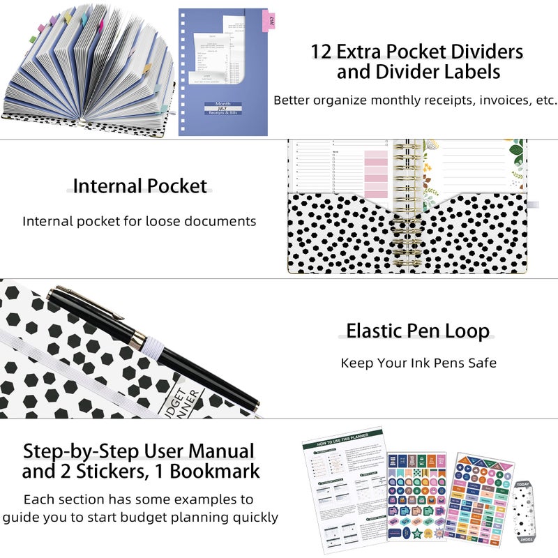 Ospelelf Budget Planner - Budget Book with Bill Organizer and Expense Tracker, 12 Month undated Budget Planner/Account Book to Take Control of Your Money, Start Anytime(Polka dots) - Image 2
