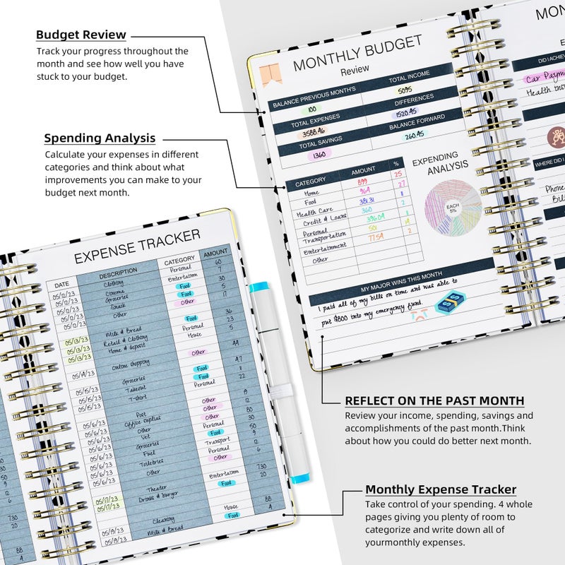 Ospelelf Budget Planner - Budget Book with Bill Organizer and Expense Tracker, 12 Month undated Budget Planner/Account Book to Take Control of Your Money, Start Anytime(Polka dots) - Image 5
