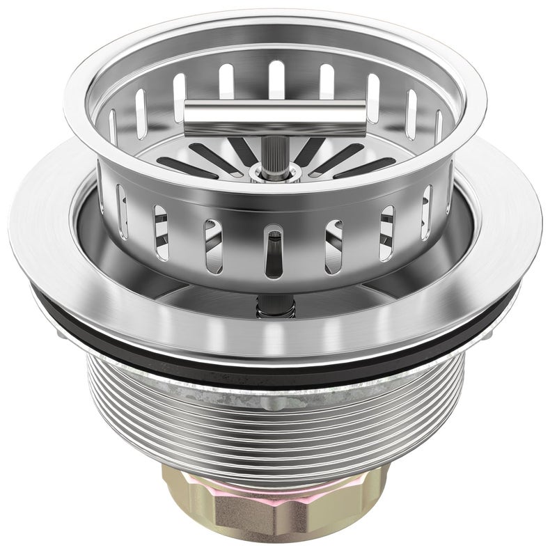 BOTEMY B9171 Kitchen Sink Drain 3 12 Inch Kitchen Sink Drain Strainer Assmebly Kit Stainless Steel Sink Strainer BasketDrain Stopper for 35 Standard American Drain Hole Brushed