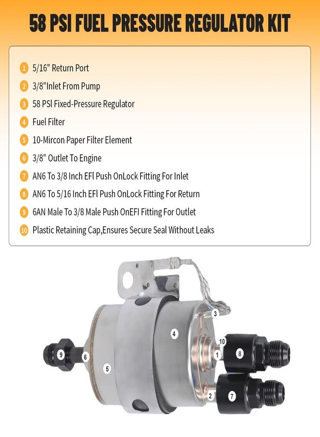 ZHSYMX 58 PSI LS Swap Fuel Pump EFI Conversion Fuel Filter Regulator Kit With 6AN Fittings For C5 Corvette - Image 3