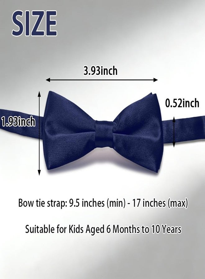 Vexadrix Double-Layer Kids Bow Tie Pre-Tied Adjustable 3.93x1.93in Boys Girls Weddings Birthdays Costumes (Navy Blue) - Image 2