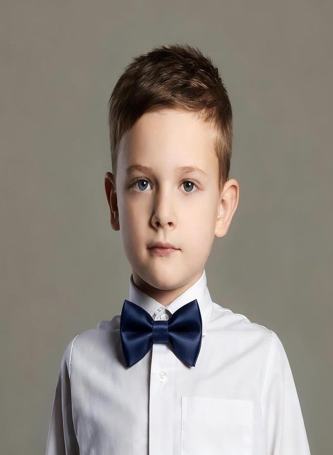 Vexadrix Double-Layer Kids Bow Tie Pre-Tied Adjustable 3.93x1.93in Boys Girls Weddings Birthdays Costumes (Navy Blue) - Image 5