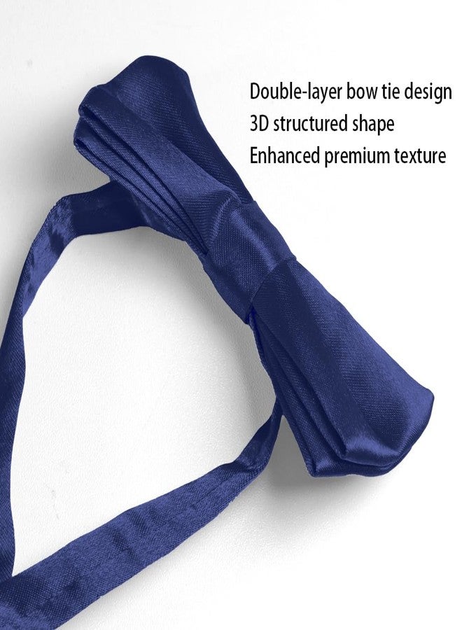 Vexadrix Double-Layer Kids Bow Tie Pre-Tied Adjustable 3.93x1.93in Boys Girls Weddings Birthdays Costumes (Navy Blue) - Image 4