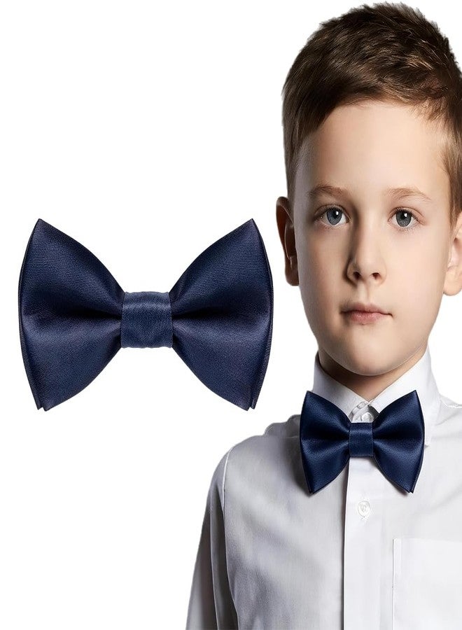 Vexadrix Double-Layer Kids Bow Tie Pre-Tied Adjustable 3.93x1.93in Boys Girls Weddings Birthdays Costumes (Navy Blue) - Image 1