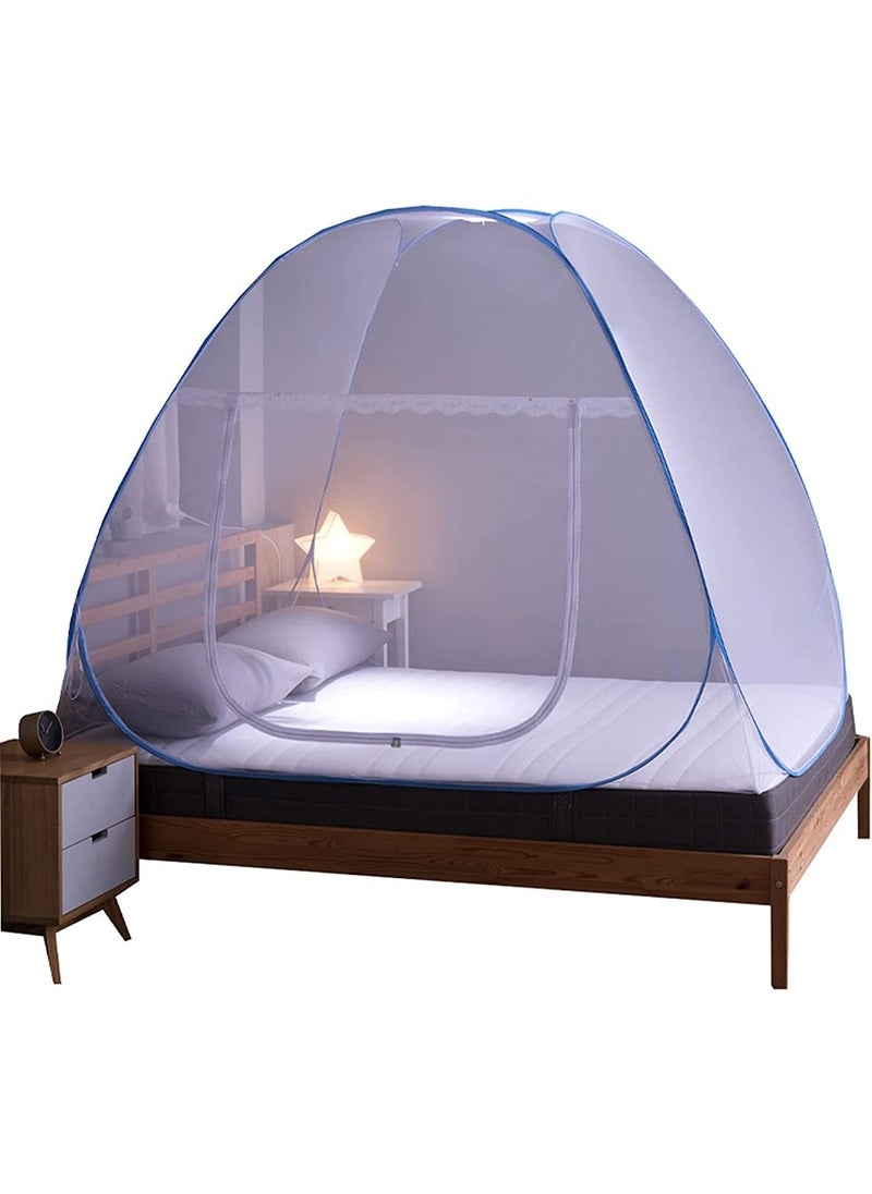 Generic Foldable Double Bed Mosquito Net, Mosquito Net Tent for Bed, Anti Mosquito Bites Folding Design with Net Bottom, for Baby Adults Trip, Polyester 30GSM Strong Net, PVC Coated Corrosion Resistant Steel  - Image 1