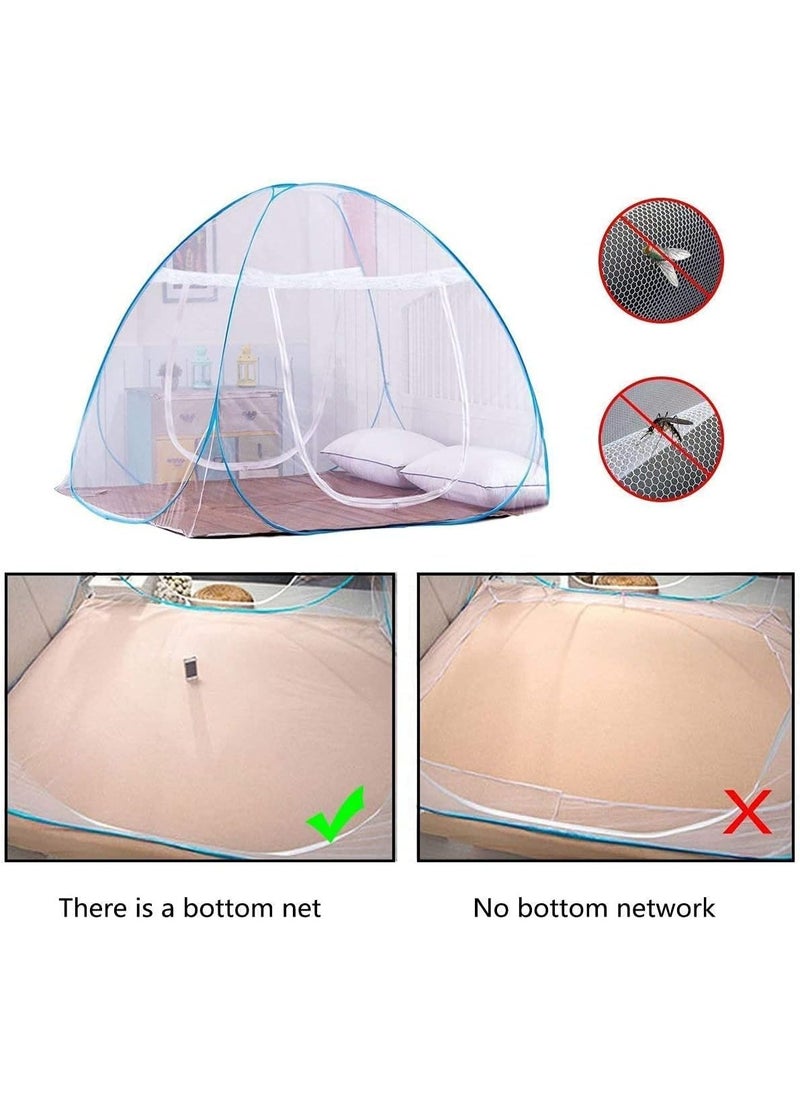 Generic Foldable Double Bed Mosquito Net, Mosquito Net Tent for Bed, Anti Mosquito Bites Folding Design with Net Bottom, for Baby Adults Trip, Polyester 30GSM Strong Net, PVC Coated Corrosion Resistant Steel  - Image 2