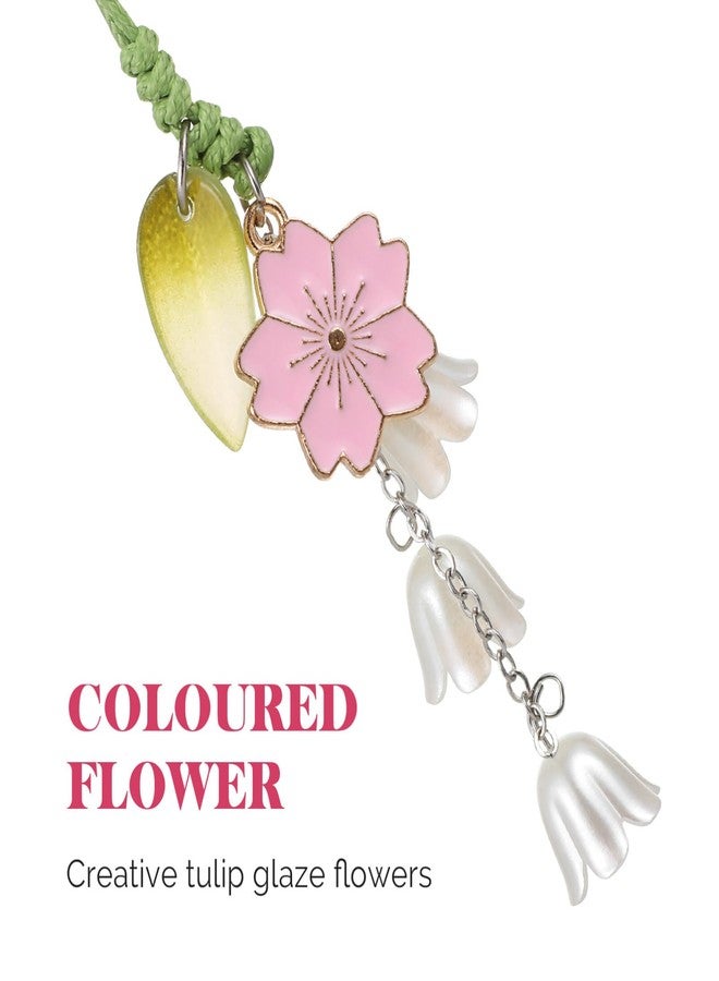 PartyKindom 2pcs Floral Phone Straps, Cute Key Chain Lanyard Decor for Women, Aesthetic Phone Charms for Cell Phones and Keychains - Image 5