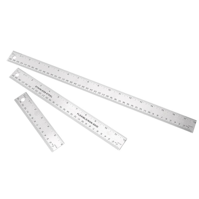 3pcs Cork Back Metal Ruler Non Slip Straight Edge Measuring Device Tool Stainless Steel Rulers with Cork Backing for Students - Image 4