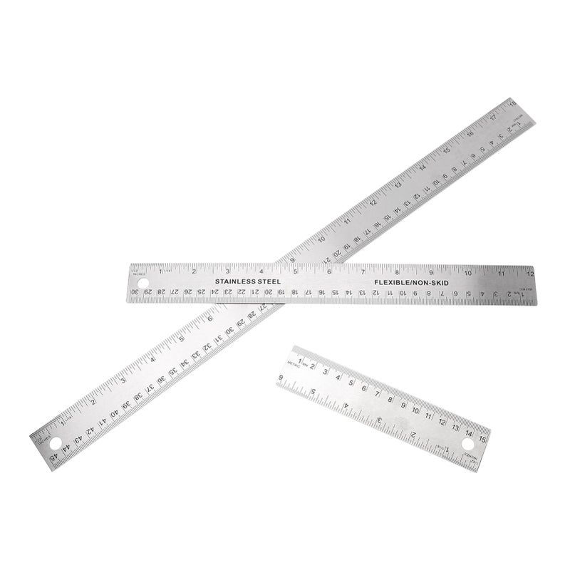 3pcs Cork Back Metal Ruler Non Slip Straight Edge Measuring Device Tool Stainless Steel Rulers with Cork Backing for Students - Image 5
