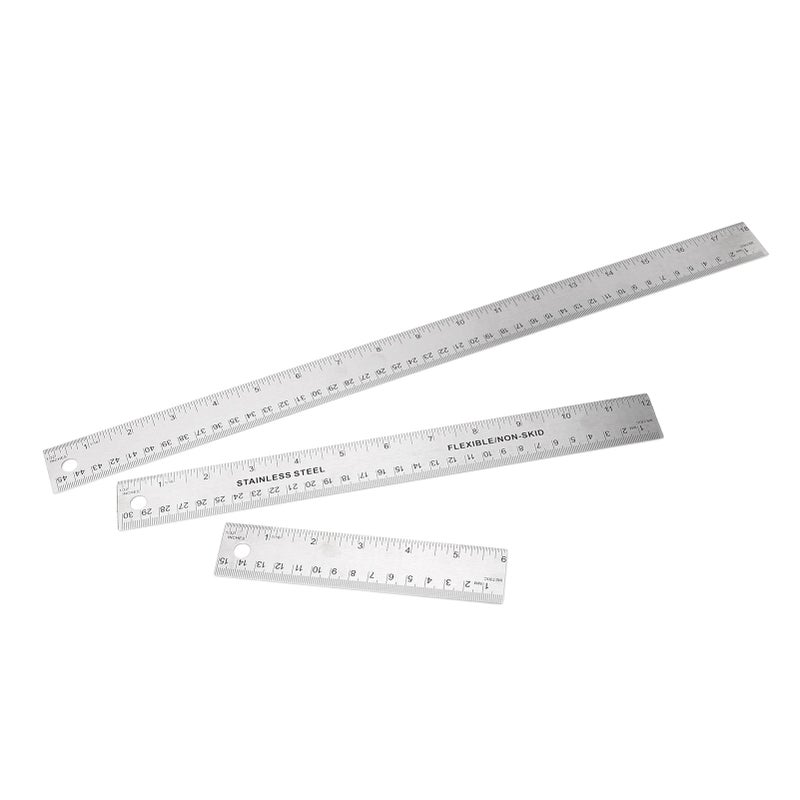 3pcs Cork Back Metal Ruler Non Slip Straight Edge Measuring Device Tool Stainless Steel Rulers with Cork Backing for Students - Image 3