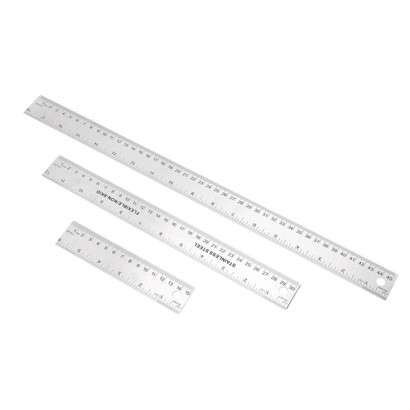 3pcs Cork Back Metal Ruler Non Slip Straight Edge Measuring Device Tool Stainless Steel Rulers with Cork Backing for Students - Image 2