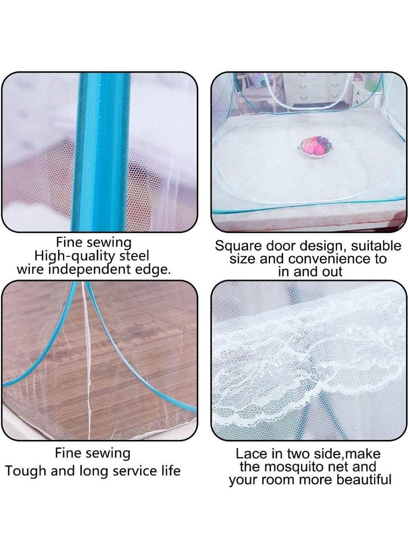 73Hours Foldable Double Bed Mosquito Net, Mosquito Net Tent for Bed, Anti Mosquito Bites Folding Design with Net Bottom, for Baby Adults Trip, Polyester 30GSM Strong Net, PVC Coated Corrosion Resistant Steel （180*200cm） - Image 3