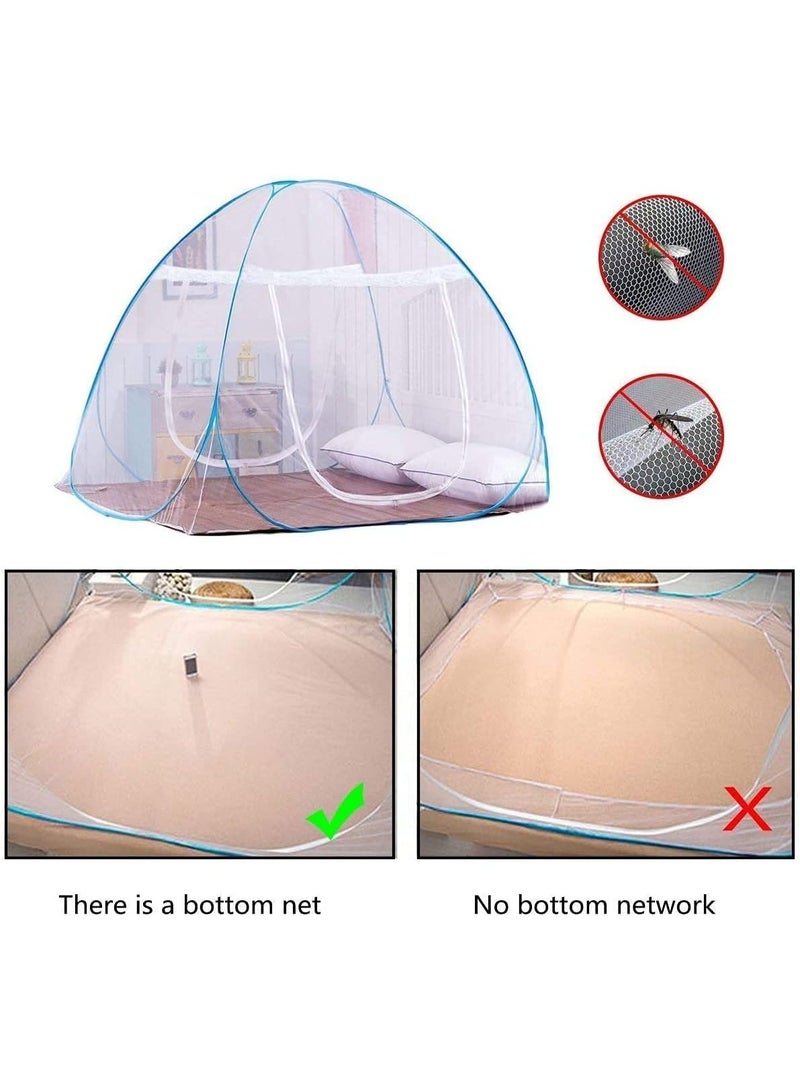 73Hours Foldable Double Bed Mosquito Net, Mosquito Net Tent for Bed, Anti Mosquito Bites Folding Design with Net Bottom, for Baby Adults Trip, Polyester 30GSM Strong Net, PVC Coated Corrosion Resistant Steel （180*200cm） - Image 2