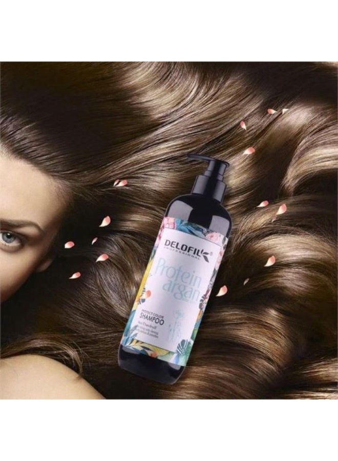 DELOFIL Argan & Protein Shampoo – Color Protect & Anti-Dandruff (500ml). - Image 2