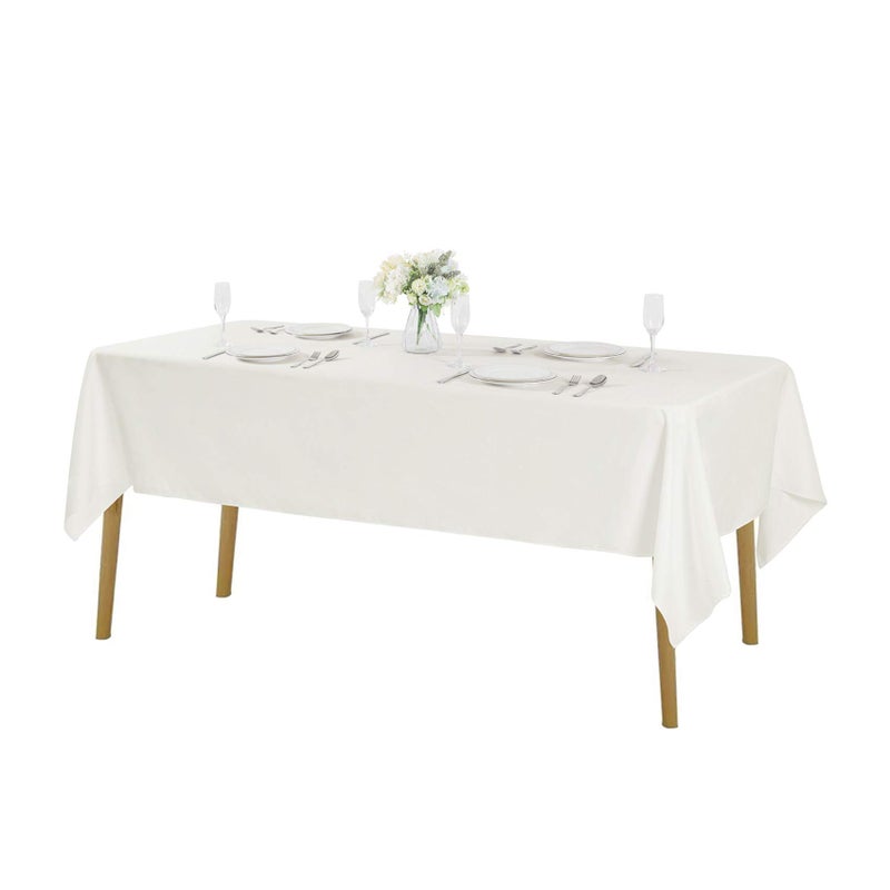 Cupuamon Rectangle Tablecloth 60x120 inch Washable Polyester Fabric Table Cloth for Wedding Party Dining Banquet Decoration(60x120  Ivory) - Image 1
