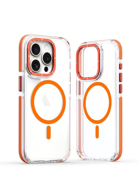 الحافظة الشفافة المغناطيسية لجهاز iPhone 16 Pro Max/16 Pro/16 Plus/16، حافظة حماية فائقة الرقة ضد السقوط بحافة ثنائية اللون.