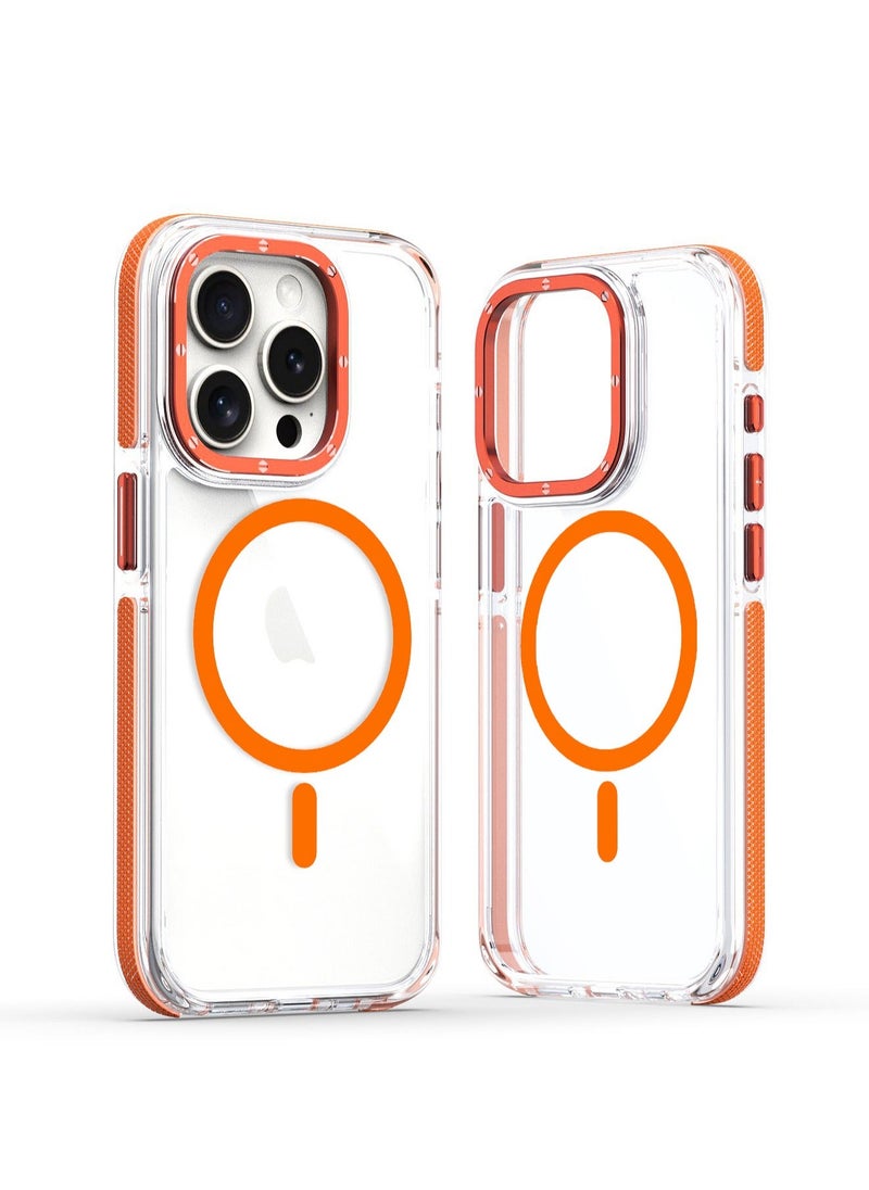 ماركة غير محددة - الحافظة الشفافة المغناطيسية لجهاز iPhone 16 Pro Max/16 Pro/16 Plus/16، حافظة حماية فائقة الرقة ضد السقوط بحافة ثنائية اللون. - Image 1