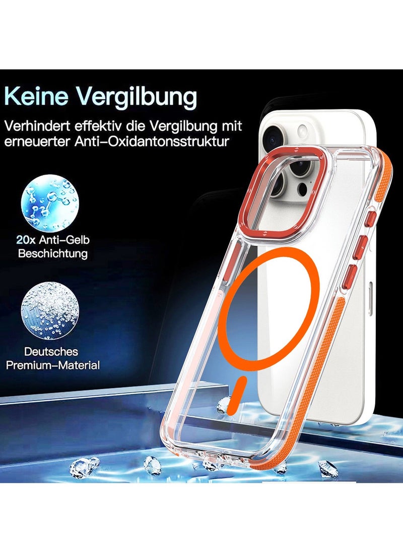 ماركة غير محددة - الحافظة الشفافة المغناطيسية لجهاز iPhone 16 Pro Max/16 Pro/16 Plus/16، حافظة حماية فائقة الرقة ضد السقوط بحافة ثنائية اللون. - Image 1