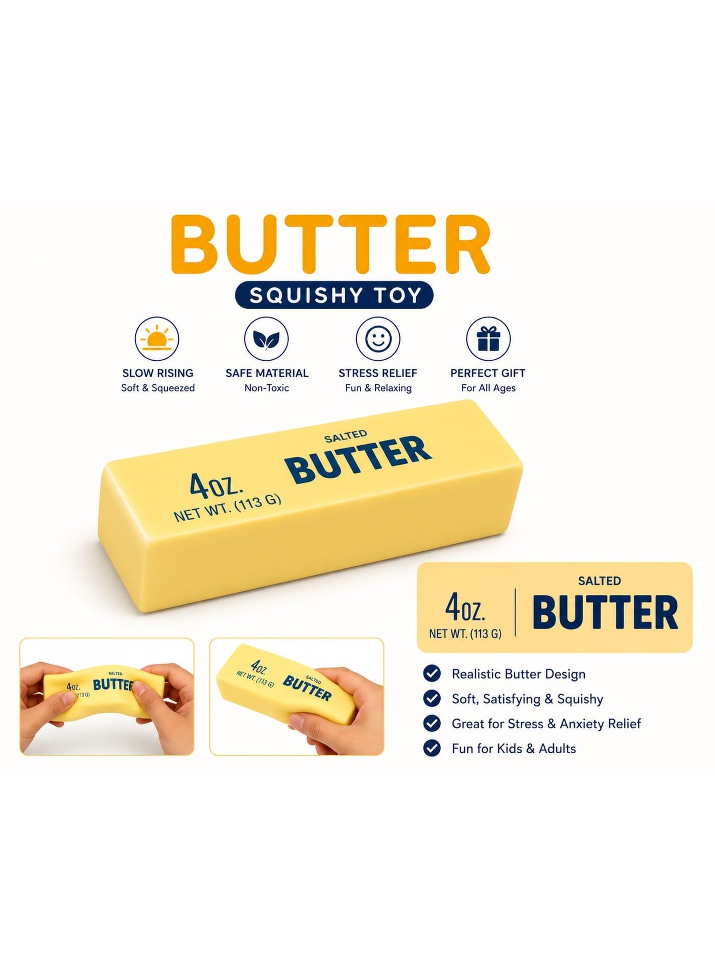 Slow Rising Dumpling Squishy Butter Squeeze Toy Sensory Stress Relief Squishies Soft & Stretchy Fidget Toys for Anxiety Relief Party Favors 1Pcs(Dumpling Squishy Butter)