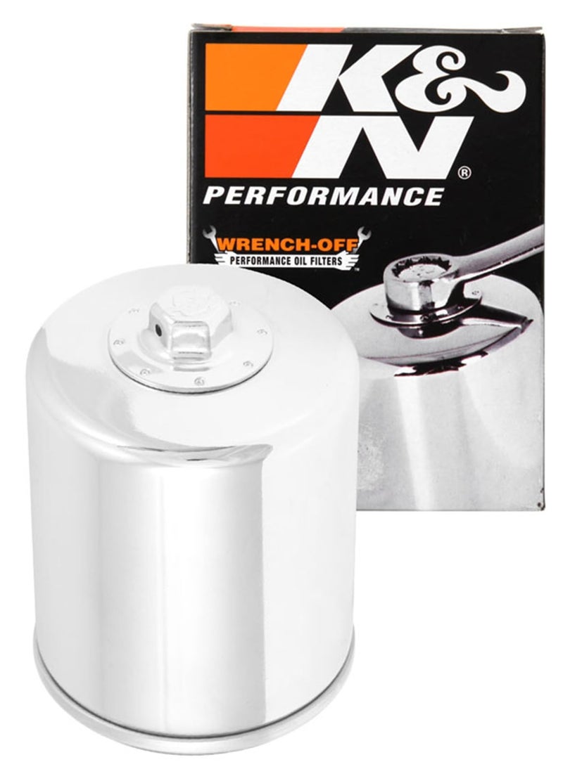 K&N Motorcycle Oil Filter: High Performance, Premium, Designed to be used with Synthetic or Conventional Oils, Wrench Off Nut: Fits Select Harley Davidson Motorcycles, KN-174C - Image 1