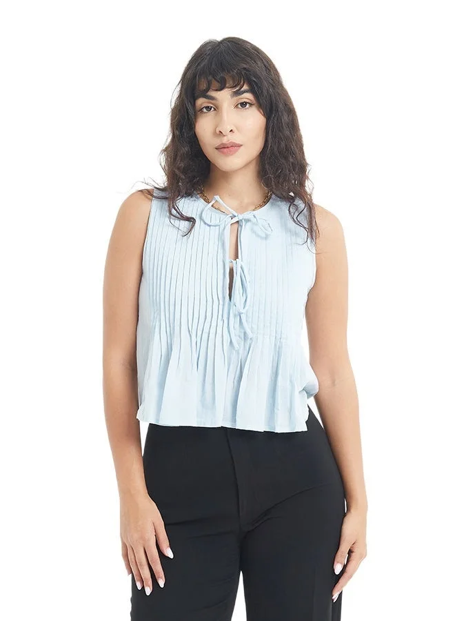 اشاراي Women's Sleeveless Solid Top With Pin Tucks  Comfortable Material, Breathable Daily Wear, Casual Fashion Outfit, Special Occasion Outfit, Trendy & Chic Apparel