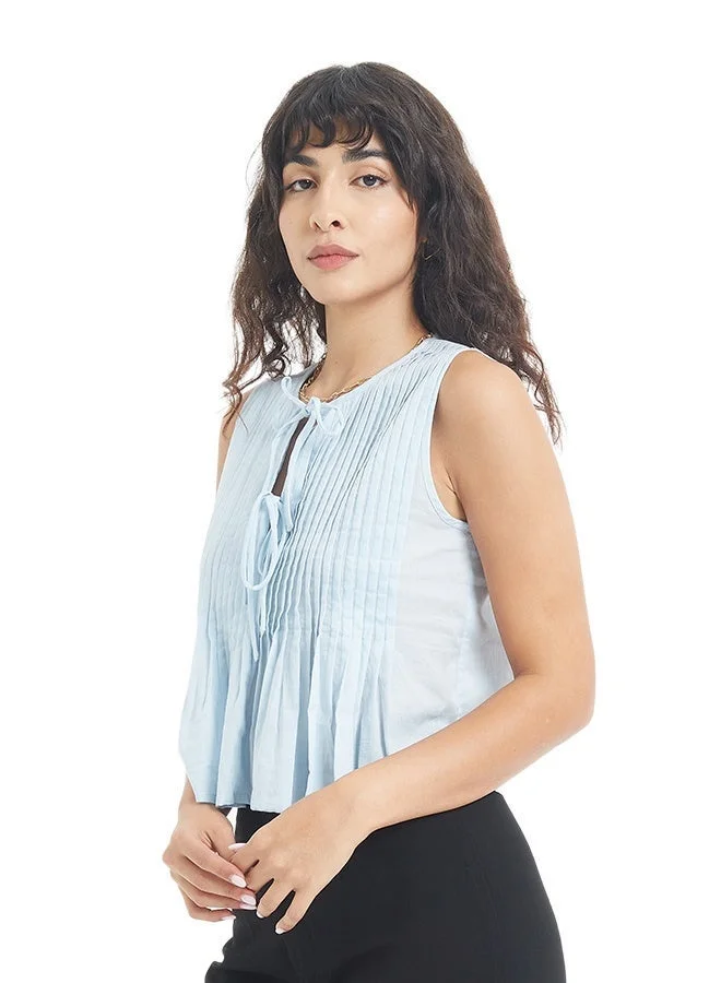 اشاراي Women's Sleeveless Solid Top With Pin Tucks  Comfortable Material, Breathable Daily Wear, Casual Fashion Outfit, Special Occasion Outfit, Trendy & Chic Apparel