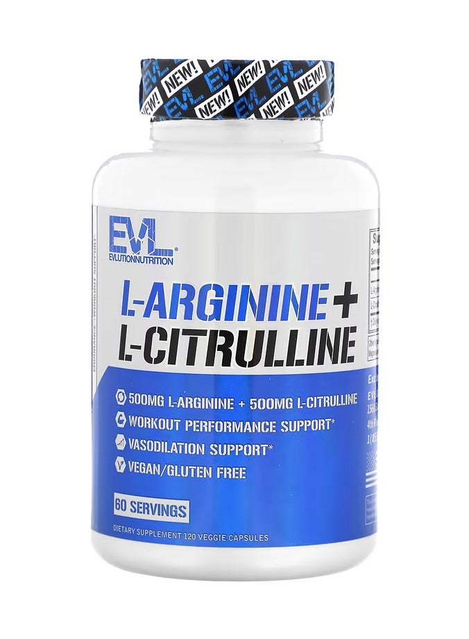 EVLution Nutrition, L-Arginine + L-Citrulline, 120 Veggie Capsules - Image 2