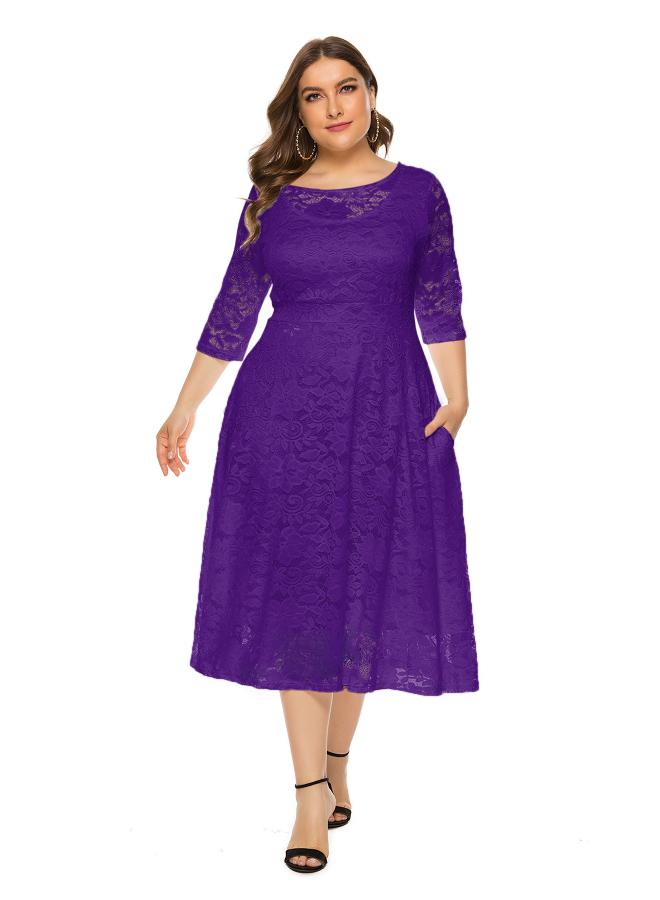 8xl Explosions European And American Large Size Women's New Evening Dress Bridesmaid Dress Lace Pocket Dress Sq 34 