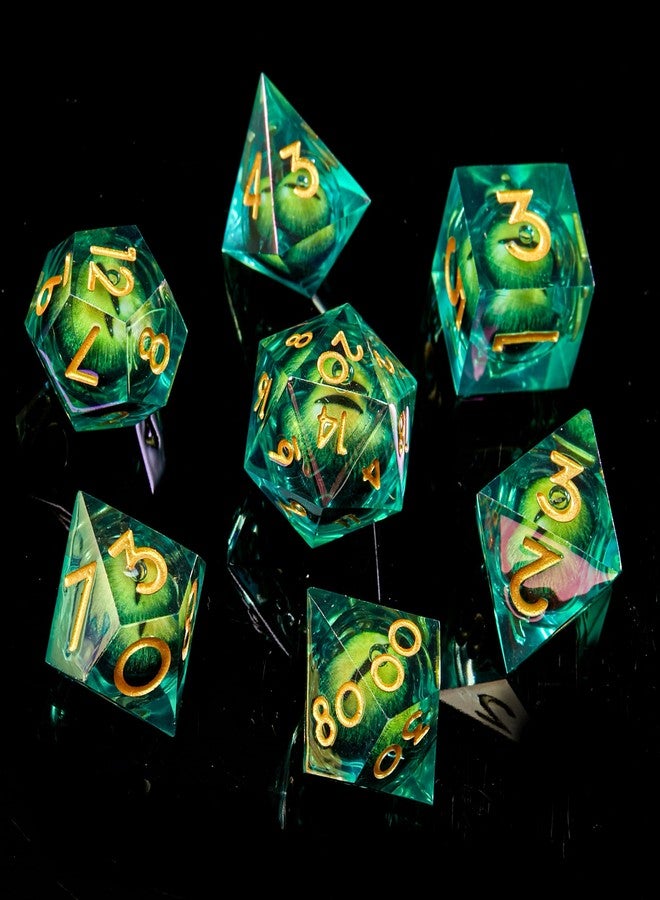 FugaCity DND Dice Set,Liquid Core Handmade Sharp Edge 7 Piece Resin Dice-Dungeons and Dragons Polyhedral Dice Set, D&D Dice Set with Gift Dice Case for RPG MTG Table Games - Image 1