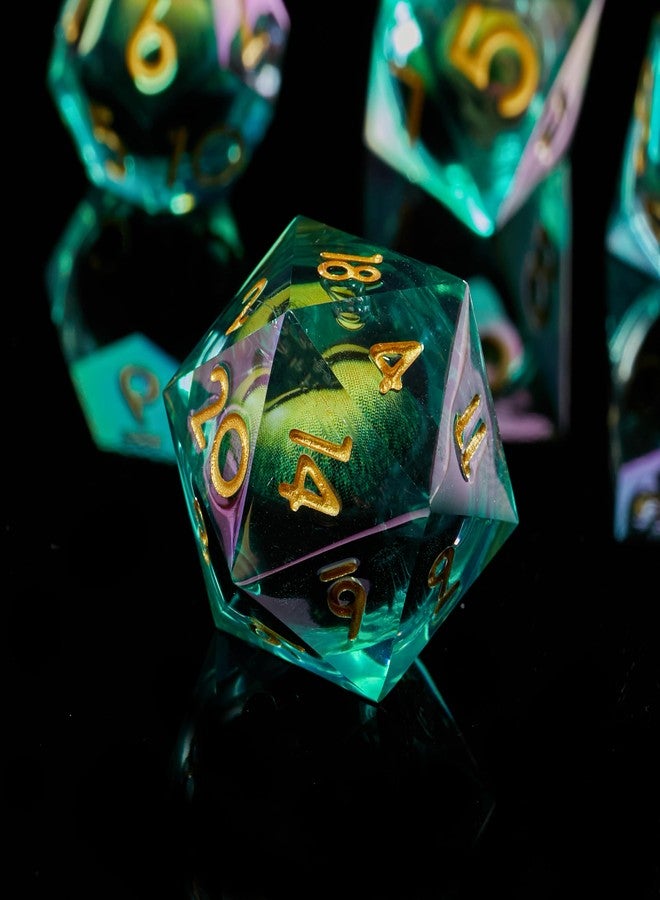 FugaCity DND Dice Set,Liquid Core Handmade Sharp Edge 7 Piece Resin Dice-Dungeons and Dragons Polyhedral Dice Set, D&D Dice Set with Gift Dice Case for RPG MTG Table Games - Image 5