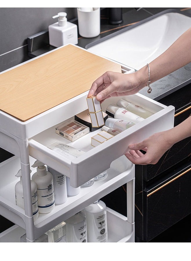 NKX 2 Layers Kitchen and Bedroom Storage Rack and Drawer with Wheels  - Image 4