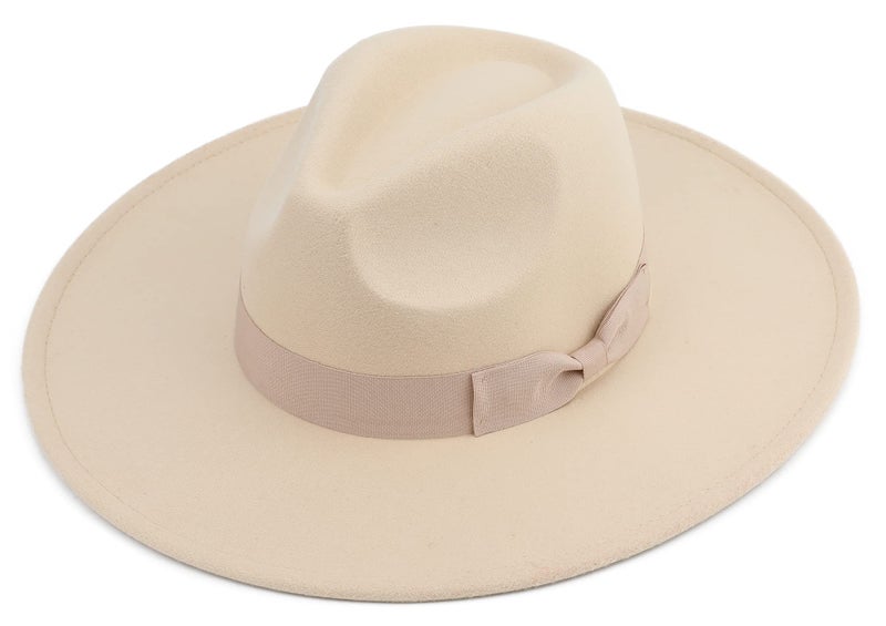 Pro Celia Big Wide Brim Women Fedora Hat (Rice) - Image 1