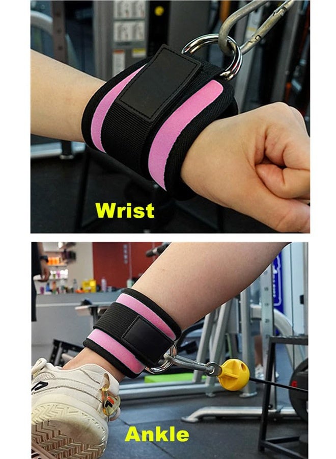 أشرطة الكاحل لأجهزة الكابل - مقاس واحد مناسب مع حشوة ممتازة، حزام كاحل لركلة المؤخرة للنساء والرجال، ملحقات كابل للصالة الرياضية، تمارين المؤخرة ومُختطفات الورك (وردي) - Image 5