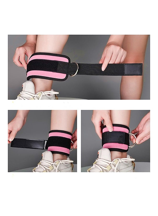 أشرطة الكاحل لأجهزة الكابل - مقاس واحد مناسب مع حشوة ممتازة، حزام كاحل لركلة المؤخرة للنساء والرجال، ملحقات كابل للصالة الرياضية، تمارين المؤخرة ومُختطفات الورك (وردي) - Image 2
