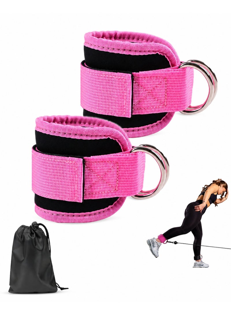 BOFAN Ankle Straps for Cable Machines - One Size Fit with Premium Padding, Glute Kickback Ankle Strap for Women & Men, Cable Attachments for Gym, Booty Workouts & Hip Abductors(Pink) - Image 1