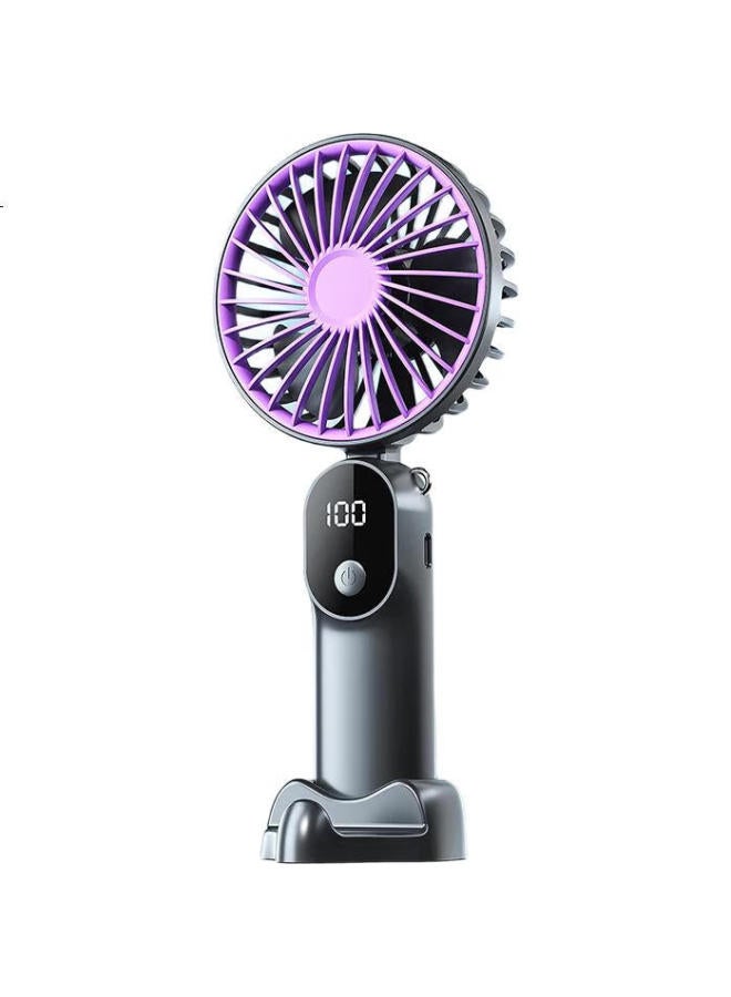 Bkayp Handheld Mini Fan, Foldable Desktop Stand, Long Battery Life, 6-Speed Adjustable, Powerful Airflow, Digital Display, Neck-Hanging, Portable, Fast Charging, For Students, Office, Outdoor Travel - Image 1