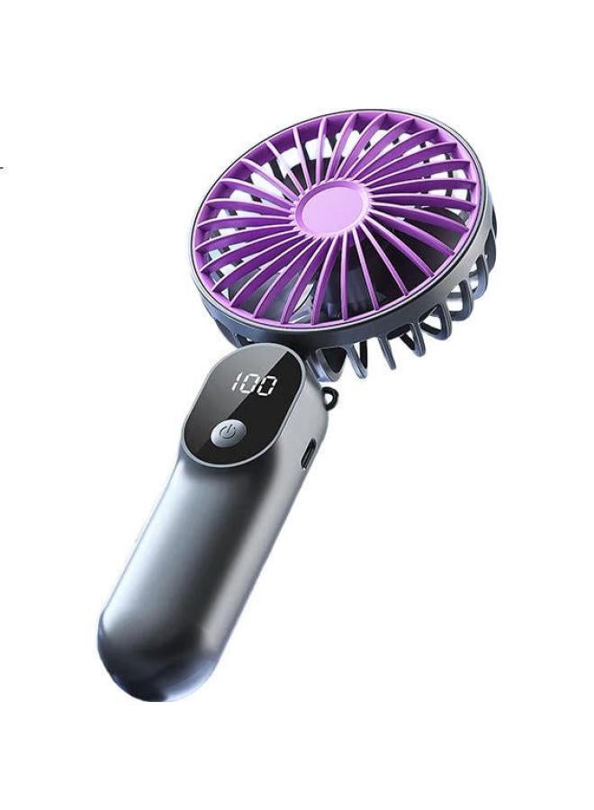 Bkayp Handheld Mini Fan, Foldable Desktop Stand, Long Battery Life, 6-Speed Adjustable, Powerful Airflow, Digital Display, Neck-Hanging, Portable, Fast Charging, For Students, Office, Outdoor Travel - Image 3