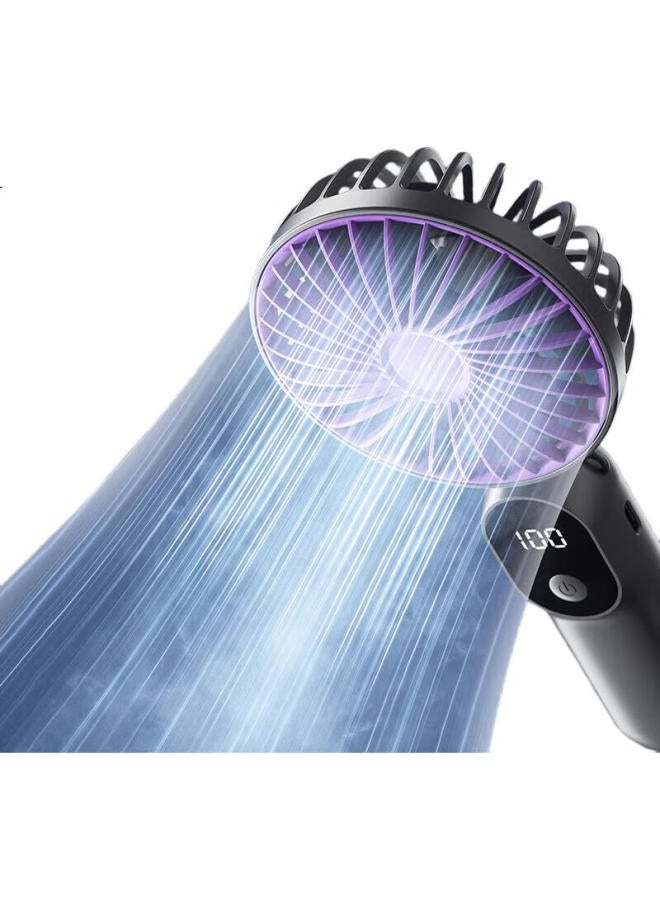 Bkayp Handheld Mini Fan, Foldable Desktop Stand, Long Battery Life, 6-Speed Adjustable, Powerful Airflow, Digital Display, Neck-Hanging, Portable, Fast Charging, For Students, Office, Outdoor Travel - Image 2